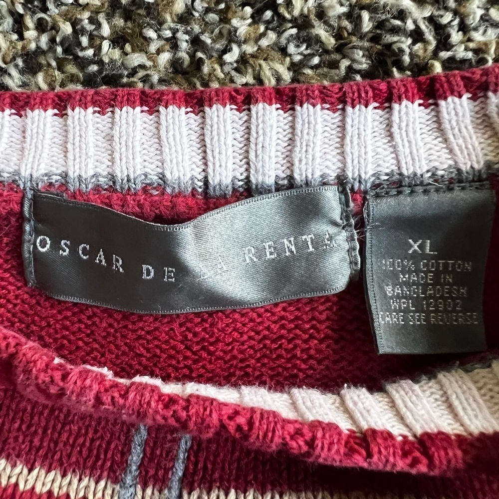 Oscar de la Renta Red Plaid Crewneck Sweater - Picture 7 of 7